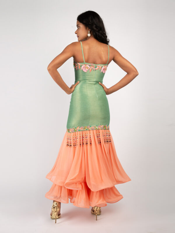 Green & Peach Mermaid Gown - Image 3