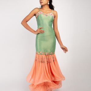 Green & Peach Mermaid Gown