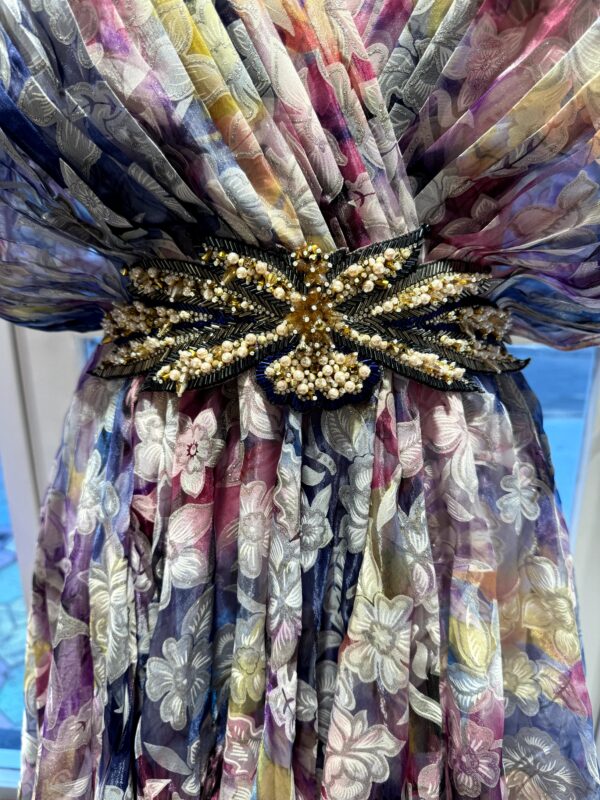 Multicolor Floral Pleated Gown - Image 4
