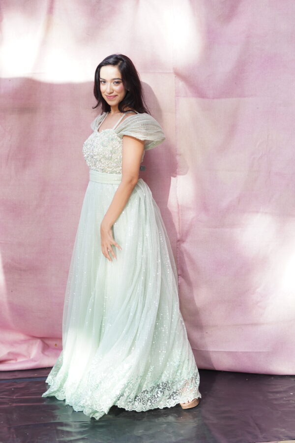 Mint Green Embellished Gown - Image 5