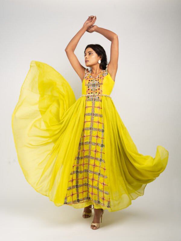 Lime Yellow Flared Gown - Image 3