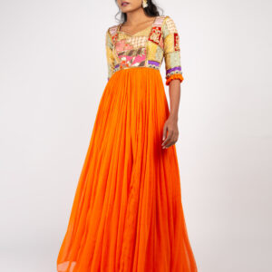 Orange Flowy Anarkali