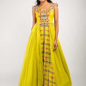 Lime Yellow Flared Gown
