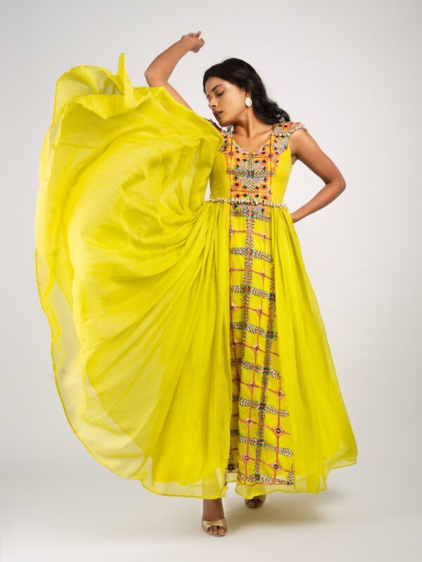 Lime Yellow Flared Gown - Image 5