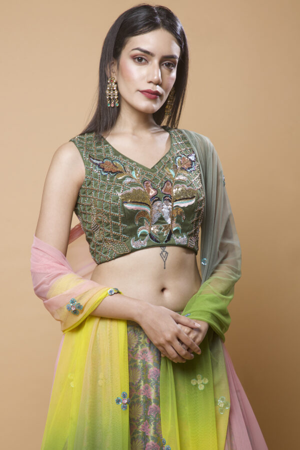 Green Lehenga Set - Image 3
