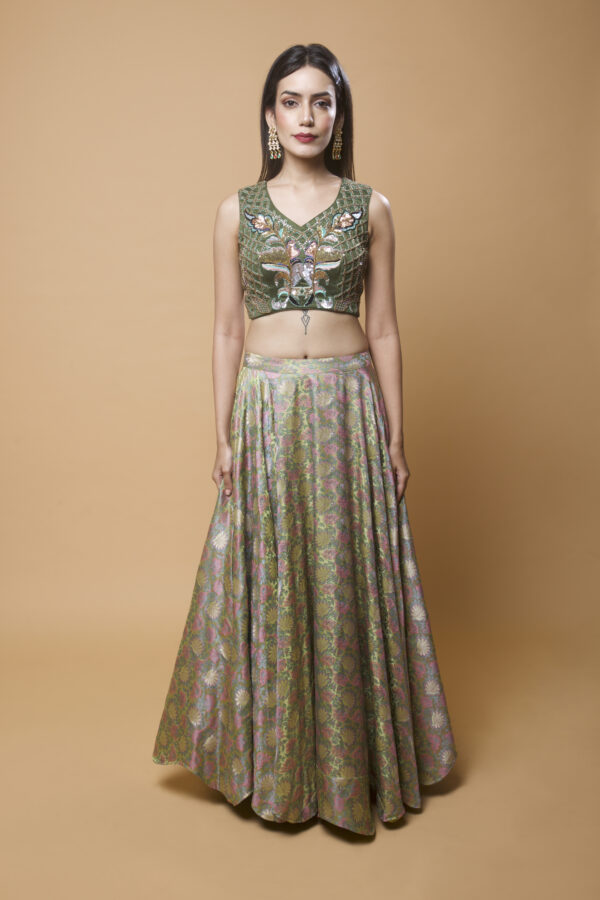Green Lehenga Set - Image 4