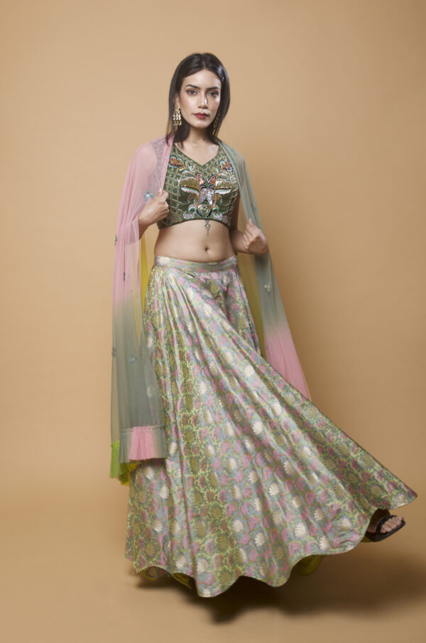 Green Lehenga Set - Image 2