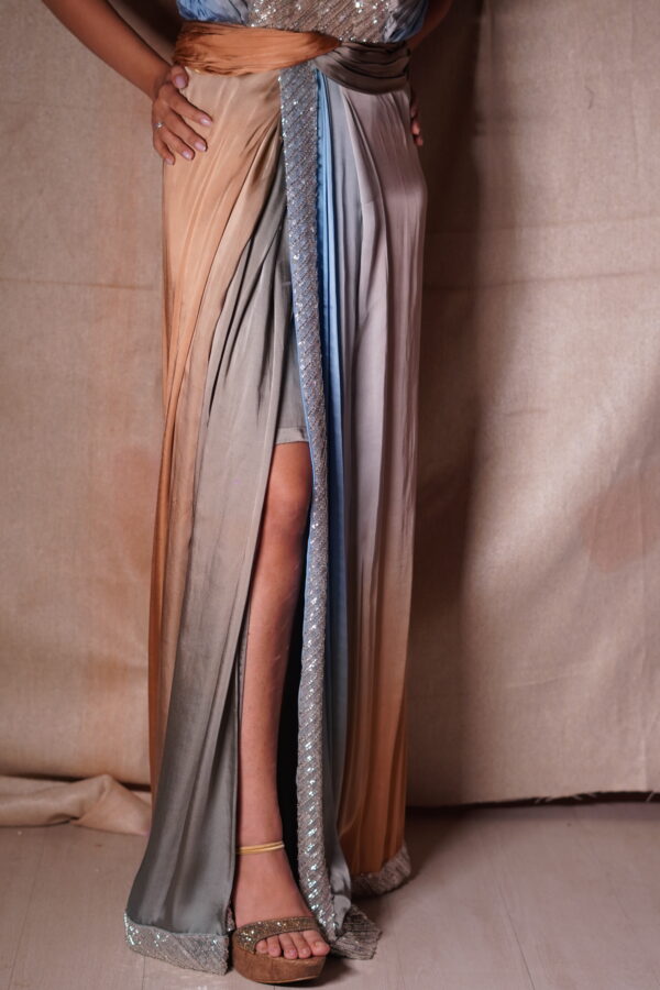 Ombre Metallic Draped Gown - Image 2